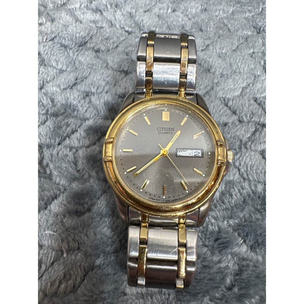 Citizen Quartz Mens Two Tone Grey Dial Day Date Watch 2500-K13998 CK